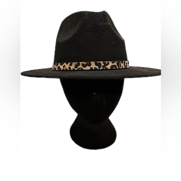 Black Flat Brim Panama Hat - Picture 1 of 3